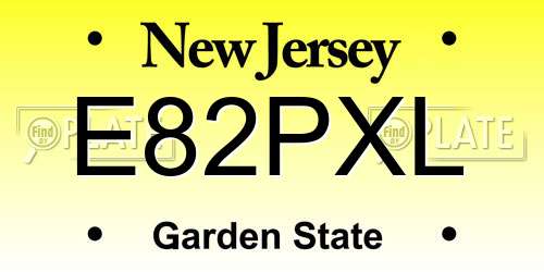 E82PXL New Jersey License Plate