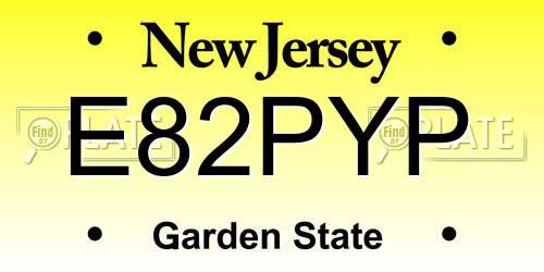 E82PYP New Jersey License Plate