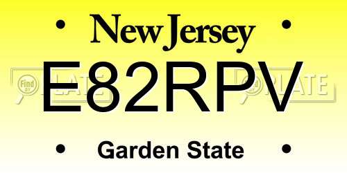E82RPV New Jersey License Plate