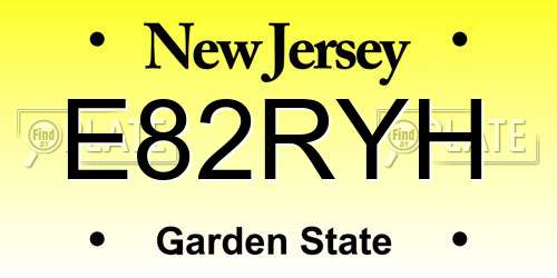 E82RYH New Jersey License Plate