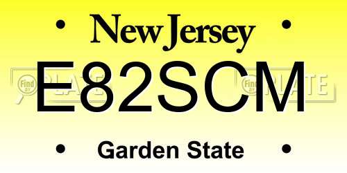 E82SCM New Jersey License Plate