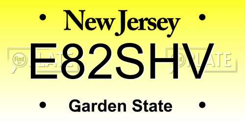E82SHV New Jersey License Plate