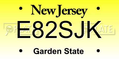E82SJK New Jersey License Plate
