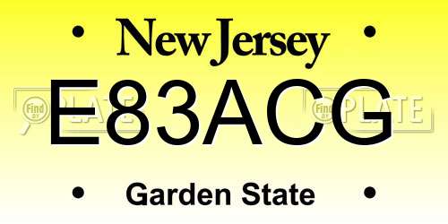 E83ACG New Jersey License Plate