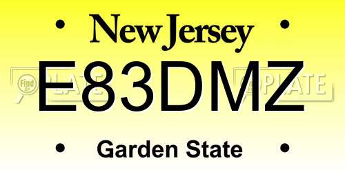 E83DMZ New Jersey License Plate