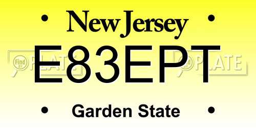 E83EPT New Jersey License Plate