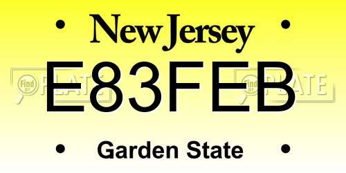 E83FEB New Jersey License Plate