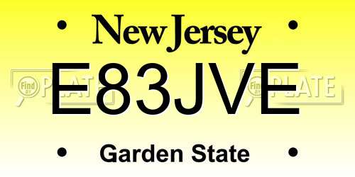E83JVE New Jersey License Plate