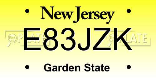 E83JZK New Jersey License Plate