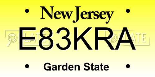 E83KRA New Jersey License Plate