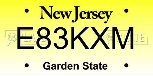 E83KXM New Jersey License Plate