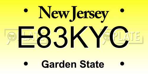 E83KYC New Jersey License Plate