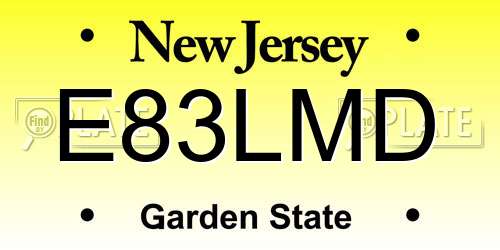 E83LMD New Jersey License Plate