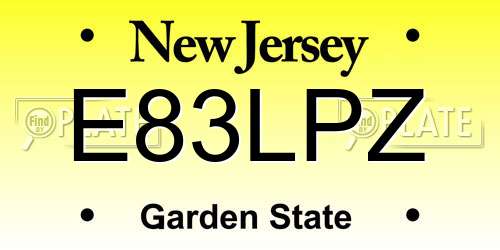 E83LPZ New Jersey License Plate