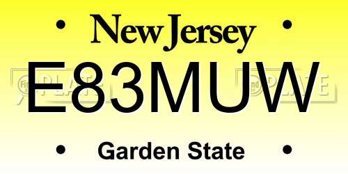 E83MUW New Jersey License Plate