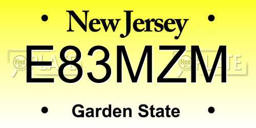 E83MZM New Jersey License Plate