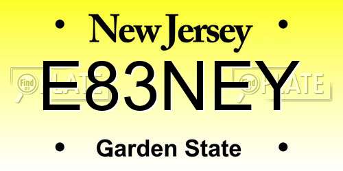 E83NEY New Jersey License Plate
