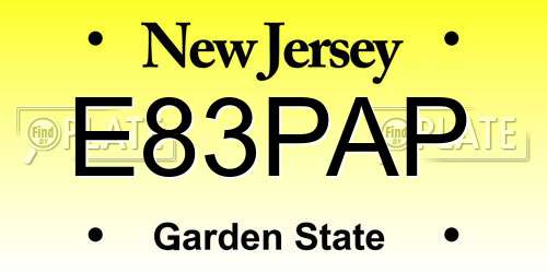 E83PAP New Jersey License Plate