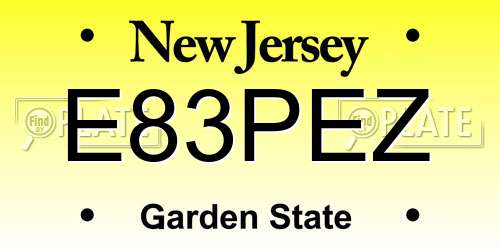 E83PEZ New Jersey License Plate