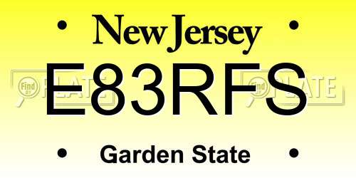 E83RFS New Jersey License Plate