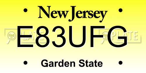 E83UFG New Jersey License Plate