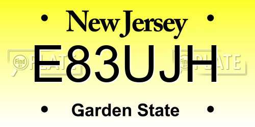 E83UJH New Jersey License Plate