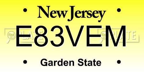 E83VEM New Jersey License Plate