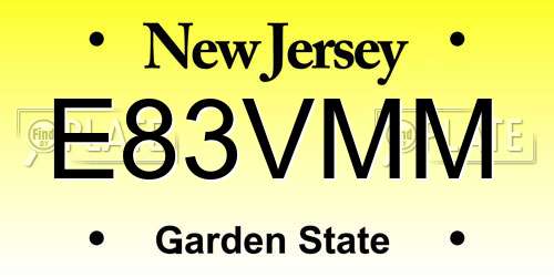 E83VMM New Jersey License Plate