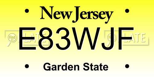 E83WJF New Jersey License Plate