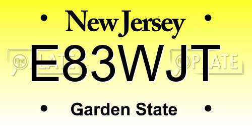 E83WJT New Jersey License Plate