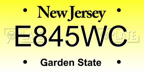 E845WC New Jersey License Plate