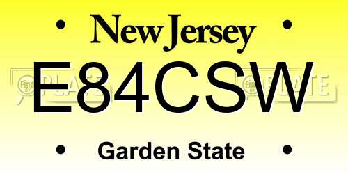 E84CSW New Jersey License Plate