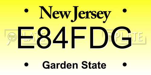 E84FDG New Jersey License Plate
