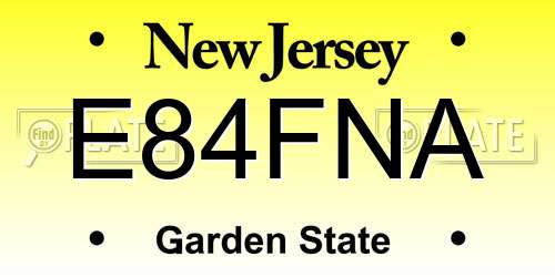 E84FNA New Jersey License Plate