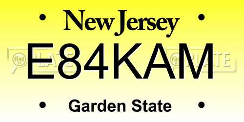 E84KAM New Jersey License Plate
