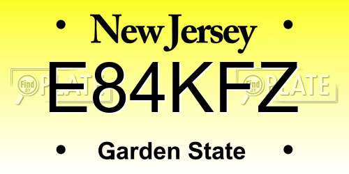 E84KFZ New Jersey License Plate