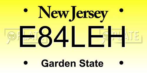 E84LEH New Jersey License Plate