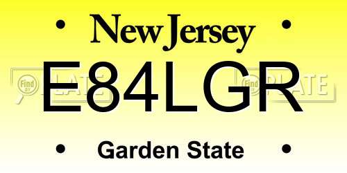 E84LGR New Jersey License Plate