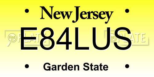 E84LUS New Jersey License Plate