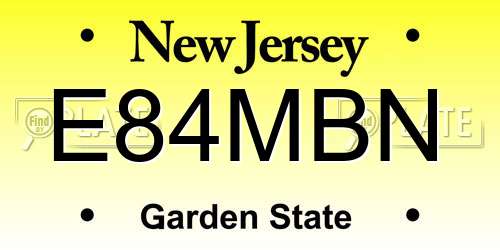E84MBN New Jersey License Plate