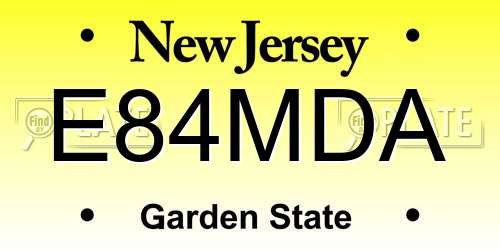 E84MDA New Jersey License Plate