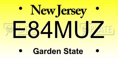 E84MUZ New Jersey License Plate