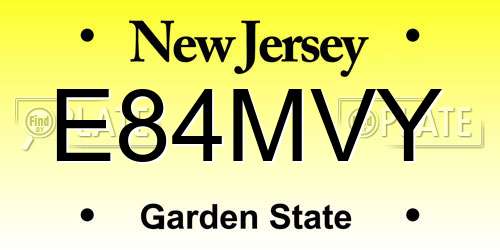 E84MVY New Jersey License Plate