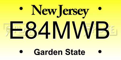 E84MWB New Jersey License Plate
