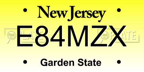 E84MZX New Jersey License Plate