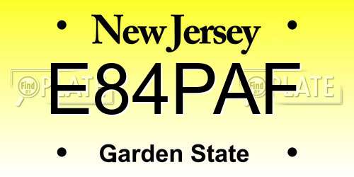 E84PAF New Jersey License Plate