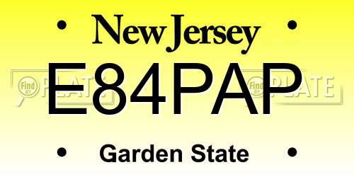E84PAP New Jersey License Plate