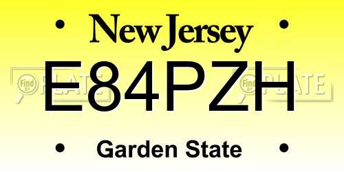 E84PZH New Jersey License Plate