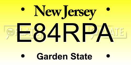 E84RPA New Jersey License Plate