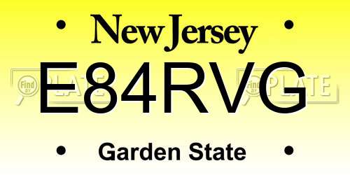 E84RVG New Jersey License Plate